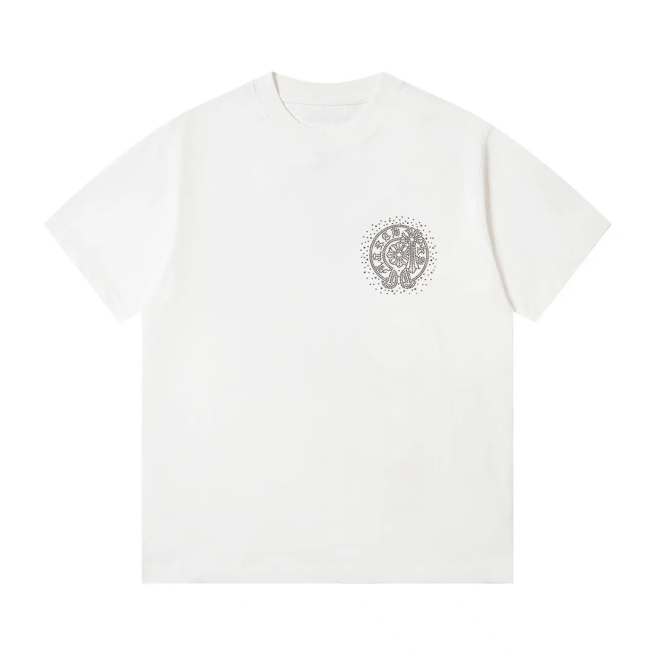 🅿️190 ChromeHearts/Chrome Hearts 25ss round neck T-shirt Original fabric Official same style Short-sleeved T-shirt Customized 260g same vat dyed fabric Very comfortable to the touch Latest brick cabinet synchronization for spring and summer Fashionable and individual Super versatile and good-looking Very suitable for both men and women A must-have style Hang tag Collar label Washed wheat Complete with three standards Color: Black White Size: XS-L